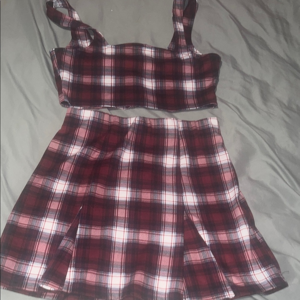 Plaid Two-Piece Kids Dress Set